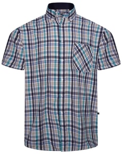 KAM Premium Stretch Check Shirt Blue